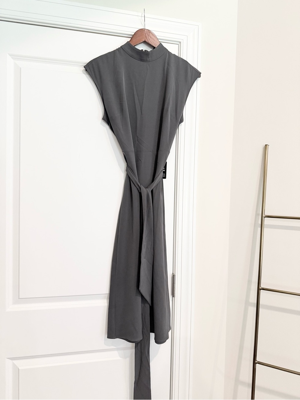 NWT Express Sleeveless Mock Neck Midi Dress in Charcoal